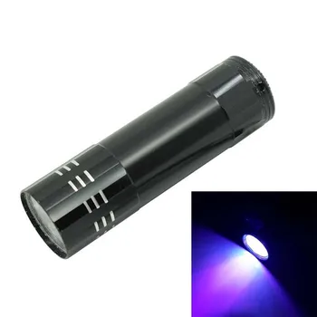 

Wasafire Portable Purple Light Mini Aluminum UV Ultra Violet 9 LED Flashlight AAA Torch Light Lamp for Money Detector Working