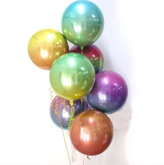 

1PCS 22 Inch Disco Balloon Gradient Color Metal Balloon Aluminum Film 4D Color Ball Net Red Rainbow Wrinkle Ball For Party Decor