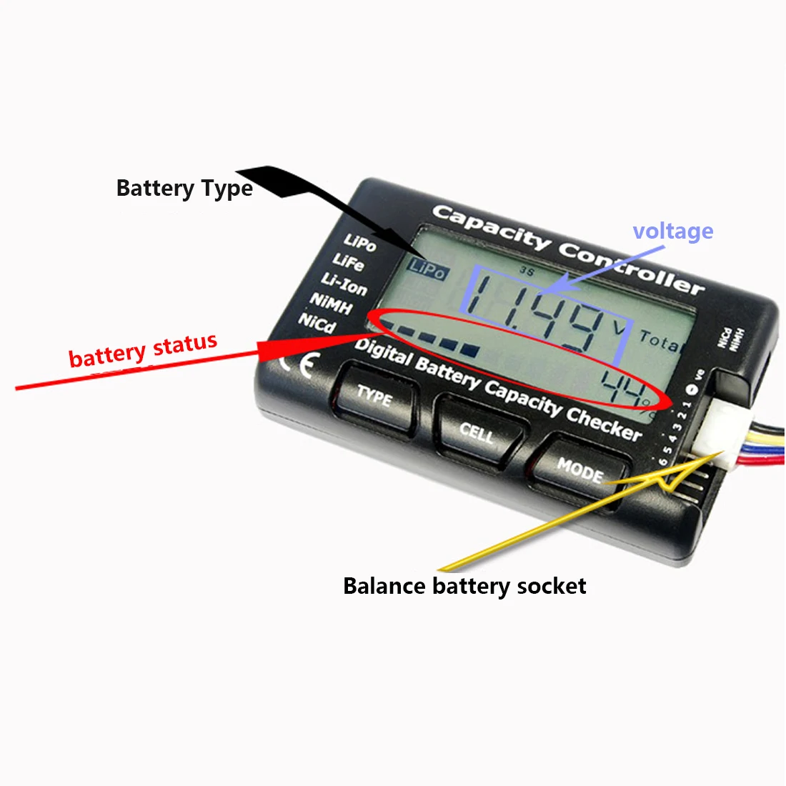 RC CellMeter-7 тестер напряжения проверка для LiPo жизни литий-ионная Nicd NiMH батарея цифровой аккумулятор Емкость проверки