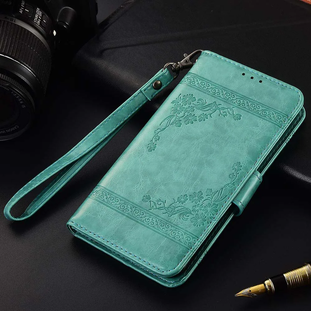 Кожаный чехол-книжка для Huawei honor 6c pro Fundas с цветочным принтом специальный чехол-бумажник чехол из ТПУ - Цвет: oil Mint Green