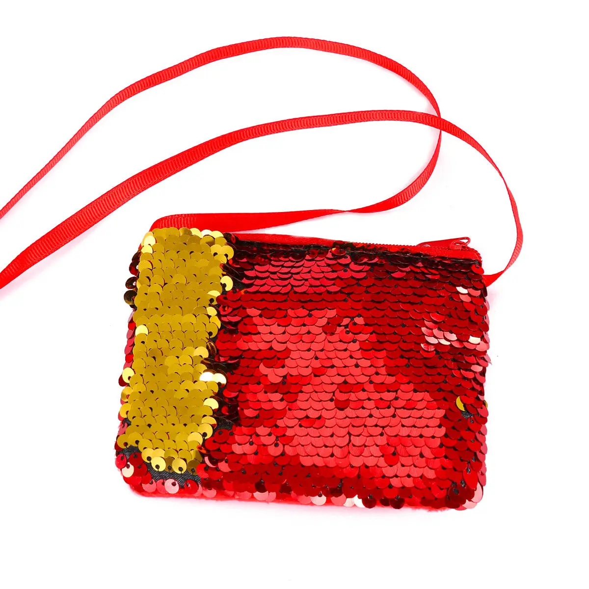 Новинка, брендовая детская сумка через плечо с блестками для маленьких девочек, маленькая сумка на молнии, сумочка, Детские кошельки для монет, вечерние подарки - Цвет: Красный