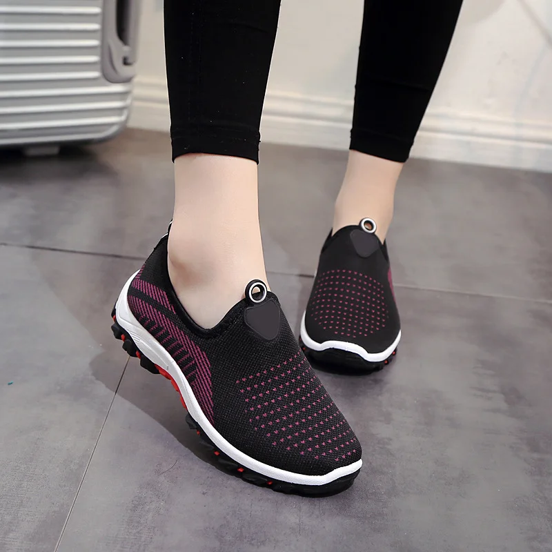 

Autumn Plus Size Flat Platform Ladies Shoes Fashionable Air Mesh Breathable Loafers Mixed Colors Slip On 2018 Women's Footwear