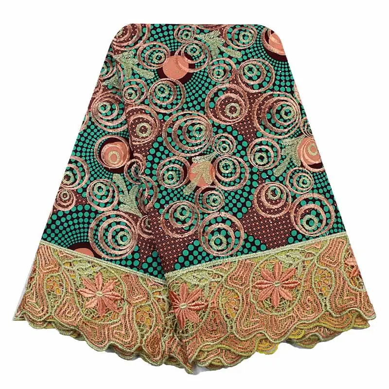 

2017 High quality nigerian wedding dress wax lace african wax with embroidered lace fabric for garment