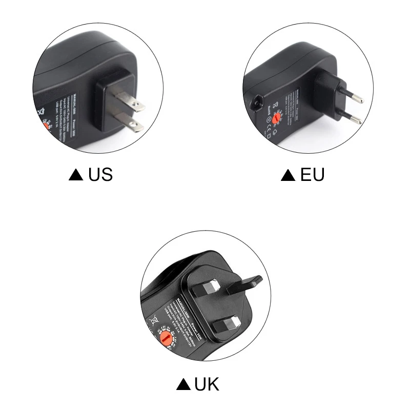3-12 в 30 Вт регулируемый выход постоянного тока питания ЕС США Великобритания вилка 100-240 В AC Вход с 8 Разъемы постоянного тока 130 см кабель светодиодный адаптер зарядного устройства