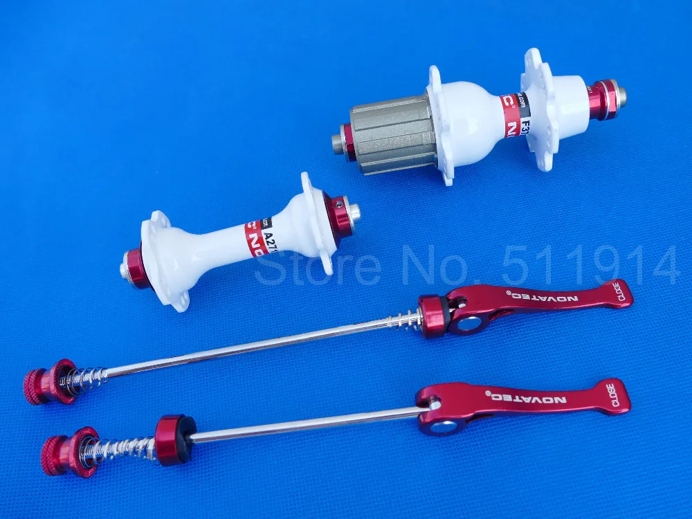 

White Novatec HUB Front Rear Hubs F&R 2 pcs Quick Release For 8/9/10/11 Speed