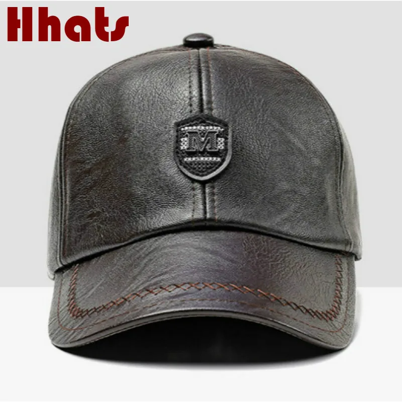 

PU Snapback Hat Cap Men High Quality Male Baseball Cap Hip Hop Faux Leather Vintage Trucker Hat For Old Men Casual Winter Bones