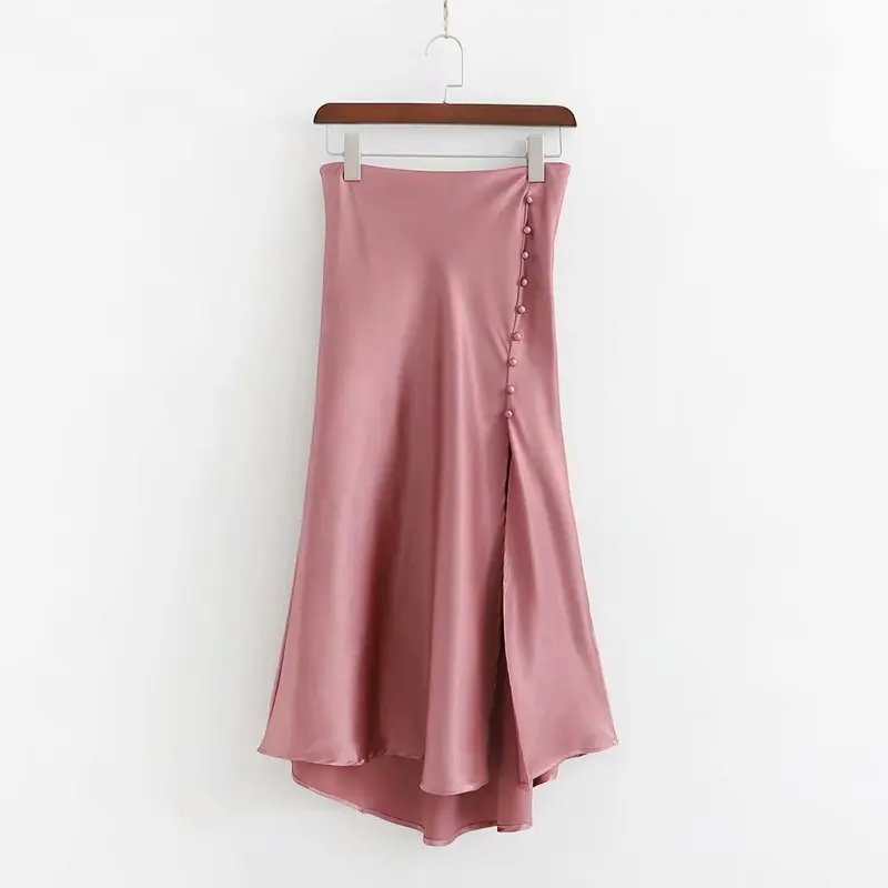Heydress женская летняя блестящая атласная юбка труба розовая пикантная средней