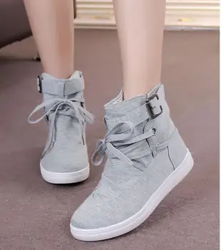 

Nice Spring Summer Autumn Lacing High Canvas Women Denim Single Female Platform Women Casual Flat Active Shoes Plus Size 61-61