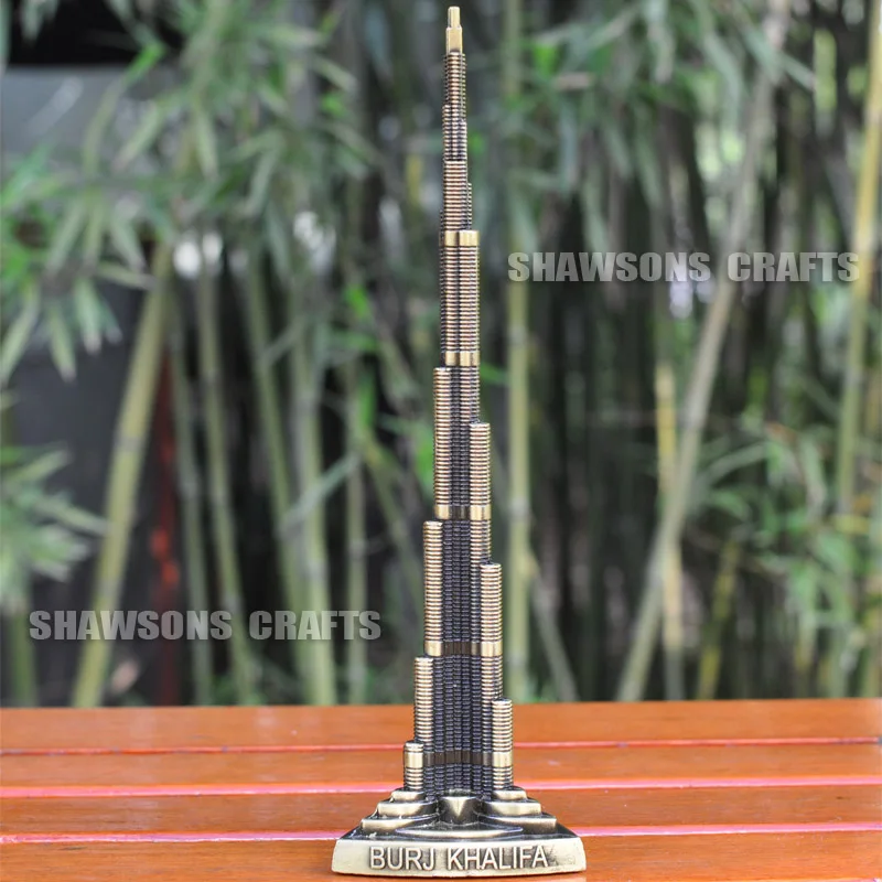 

Diecast Metal Architecture Model Dubai Burj Khalifa Tower 10" Miniature Souvenir Building Replica