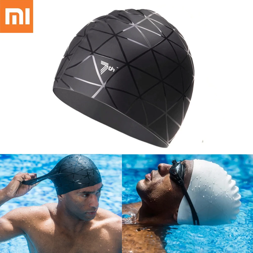 

Xiaomi 7th Soft Silicone Swimming Cap Waterproof Sports Swim Pool Hat Ears Protection Adult Men Women swimming hats