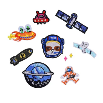 

1Pcs Space Astronaut Spaceman Badges Planet Patches Iron On Sewing Embroidered Applique Patch For Clothes Apparel DIY Stickers