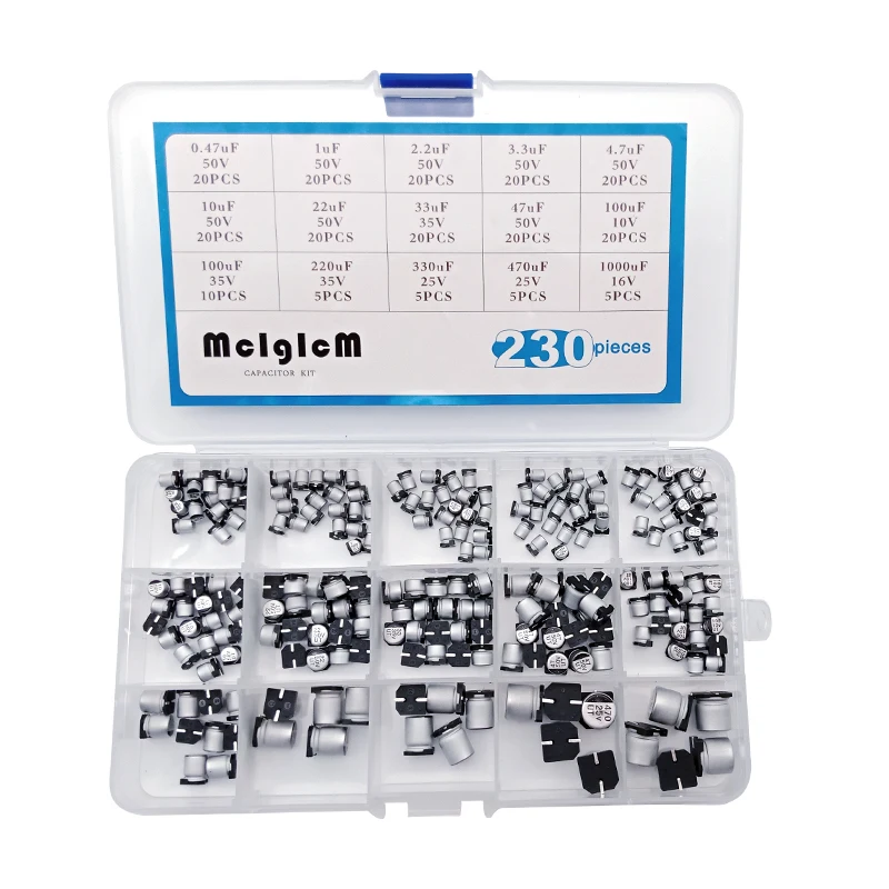 15value 300pcs SMD Aluminum Electrolytic Capacitors Assortment Box Kit