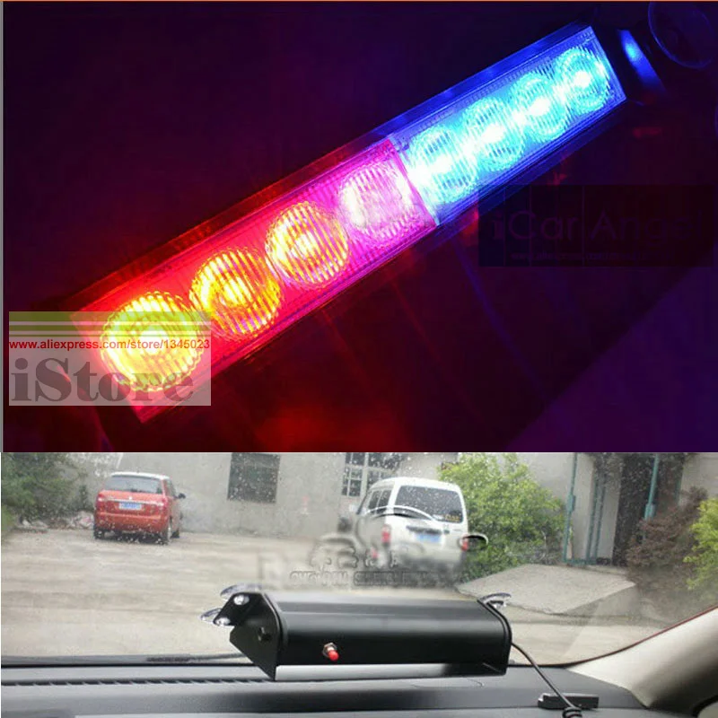 8 LED Windshield Flashing Light Dashboard Car Warning Lights Police
