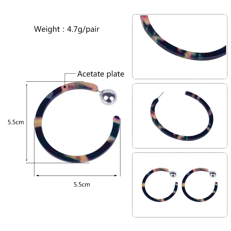 GuanLong Trendy Dangle Acrylic Fashion Earrings for Women 2018 New Small Circle Geometric Resin Dangling Earring Metal Jewelry (5)