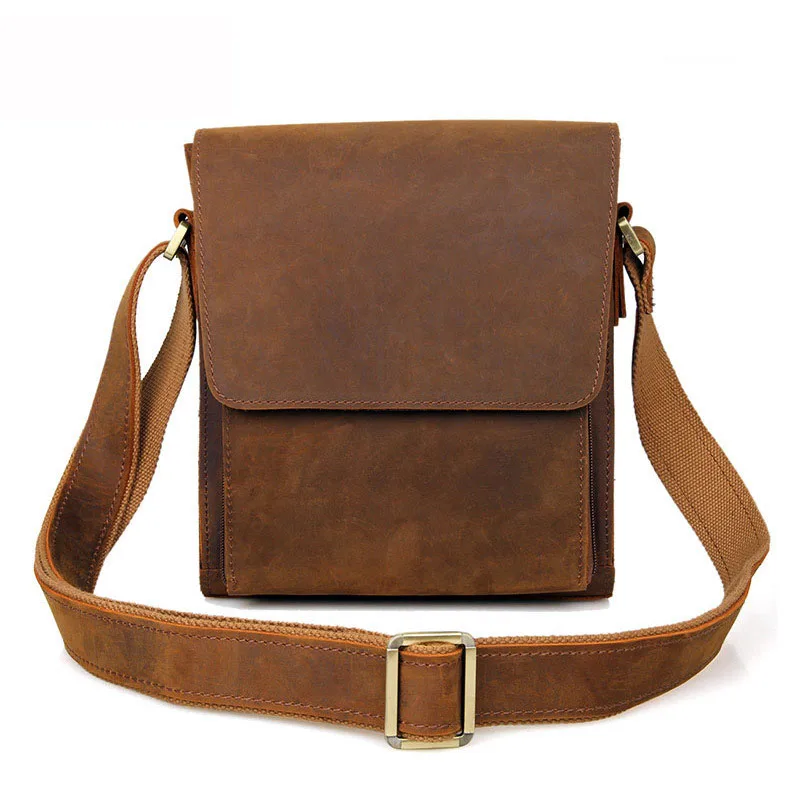 Мужская сумка на плечо от роскошного бренда из натуральной кожи, мужская сумка-мессенджер, винтажная сумка на плечо, красивые сумки через плечо - Цвет: light brown