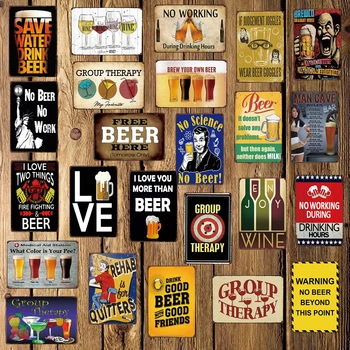 

[ Mike86 ] BEER GROUP THERAPY No Work Man Cave Funny Wine Tin Sign Vintage Home Pub metal wall art Poster Art 20*30 CM FG-502