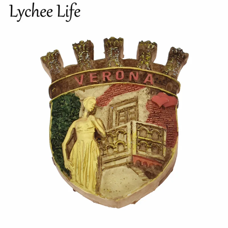 

Lychee Life Italy Verona Scenic Refrigerator Magnetic Sticker Juliet Resin Fridge Magnet Souvenir Gift Modern Home Kitchen Decor