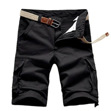 Хит, летние хлопковые Бермуды, мужские комбинезоны-карго, свободные, одноцветные, длина до колена, тактические, с несколькими карманами, короткие, erkek homme