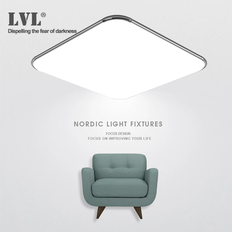 

12W LED Ceiling Light Ultra-thin Modern Silver Cool White Super Bright Square Lamp for Living Room Bedroom