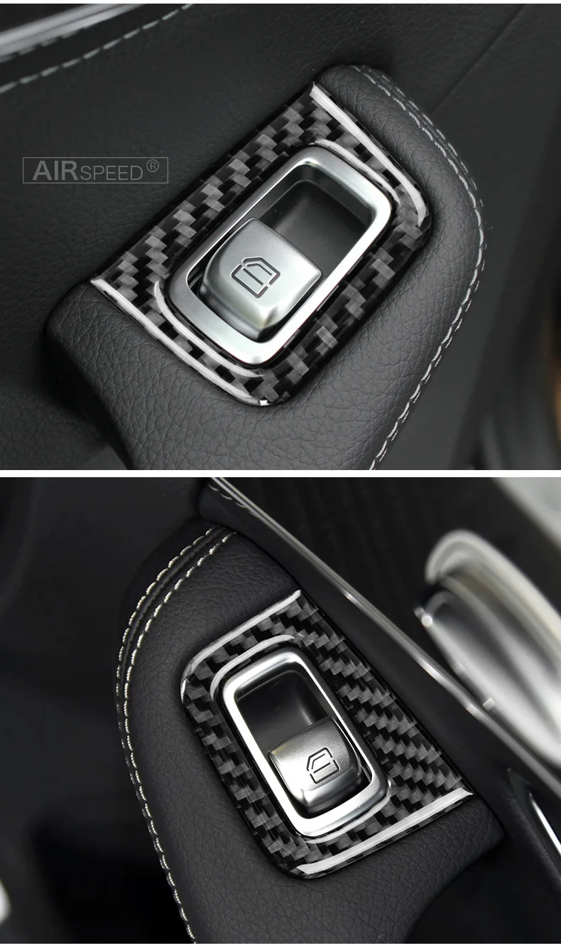 Mercedes Benz W205 C Class C180 C200 C300 GLC Accessories Carbon Fiber Car Interior Window Switch Panel Trim Covers (10)