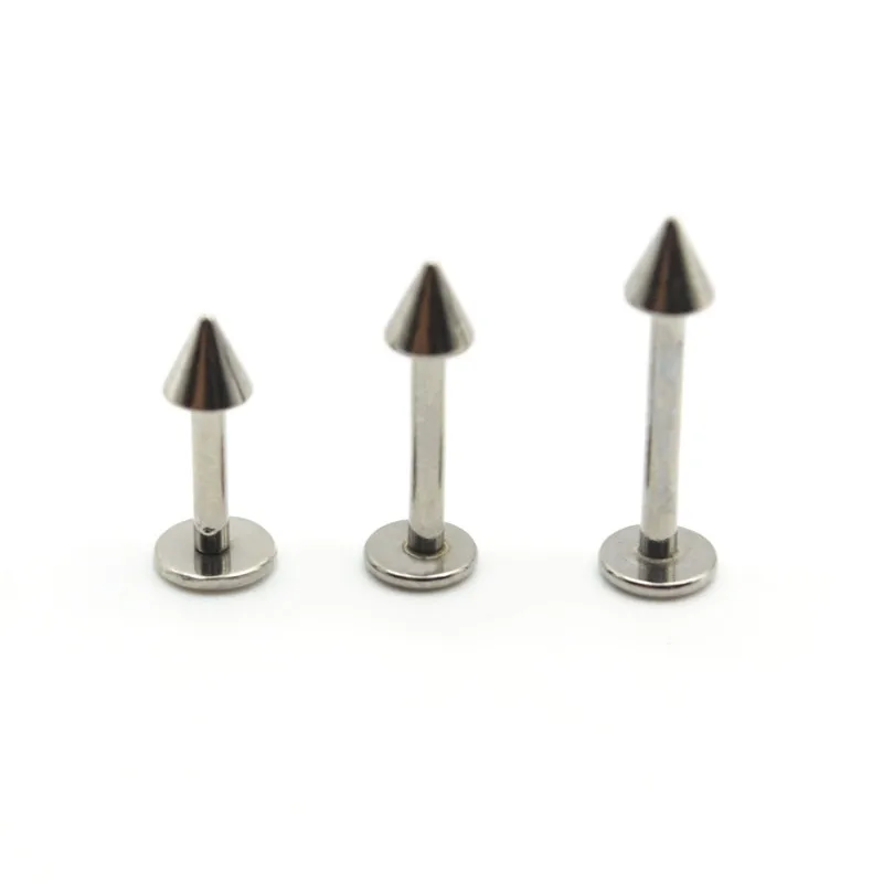 

100pcs Cone Labret Ring Lip Stud Bar Spike Surgical Steel 16G Popular Body Jewelry Cartiliage Tragus Monroe Piercing Chin Helix