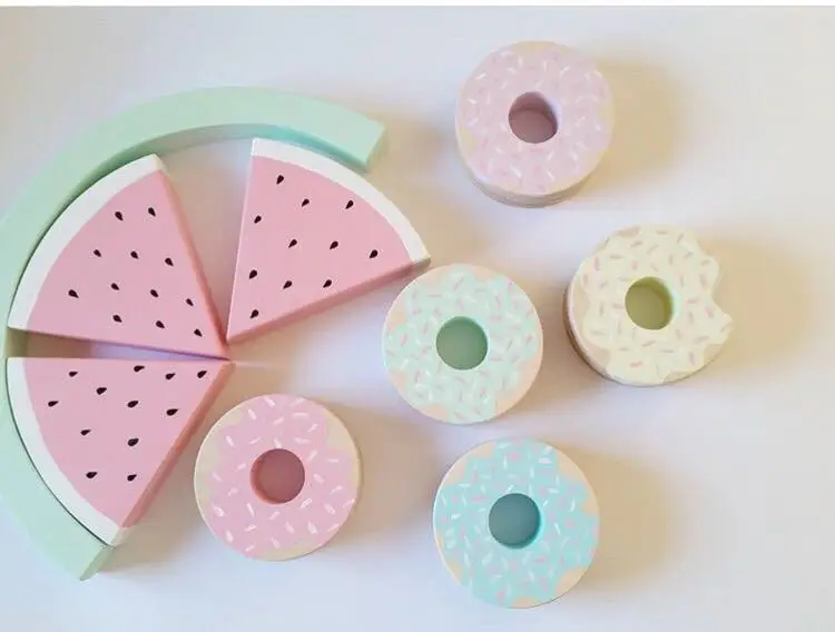 Girls Sweet Watermelon Building Blocks Wooden Nordic Puzzle Multicolored Toys Baby Education Stacked Puzzle Toys Kids Room Decor (4)