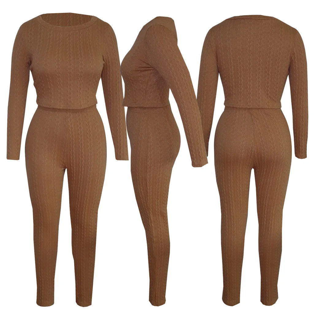 2019 весна женский свитер трикотажный топ + Штаны, Цвет женские-эластичные свитера костюм из 2 предметов Повседневное ночной клуб одежда