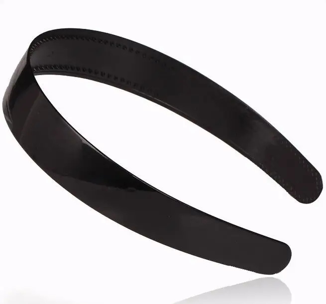 

25mm Black white plain Plastic hair headbands hairbands with two row teeth DIY women hair accessories top elastic