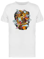 Мужская футболка Dragon And Koi Fish Asian Doodle-изображение от QFT-рубашка