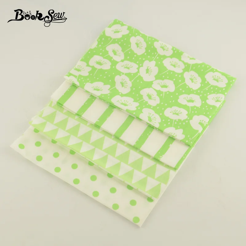 Booksew 100% хлопковая ткань 4 шт ярко зеленый и белый цвет разделочные части набор