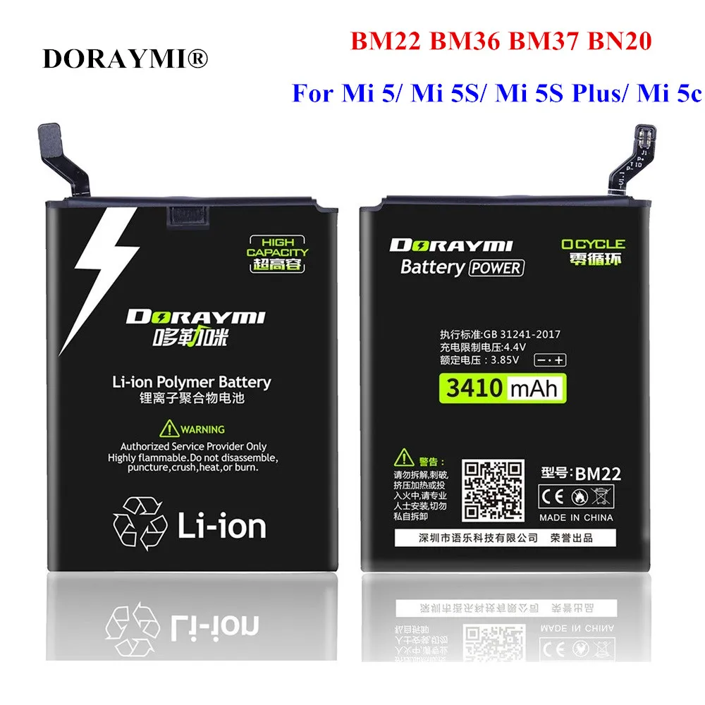 

DORAYMI BM22 BM36 BM37 BN20 Battery for Xiaomi Mi 5 5S Plus 5C Mi5 Mi5S Plus Mi5C Phone Replacement Batteries Bateria + Tools