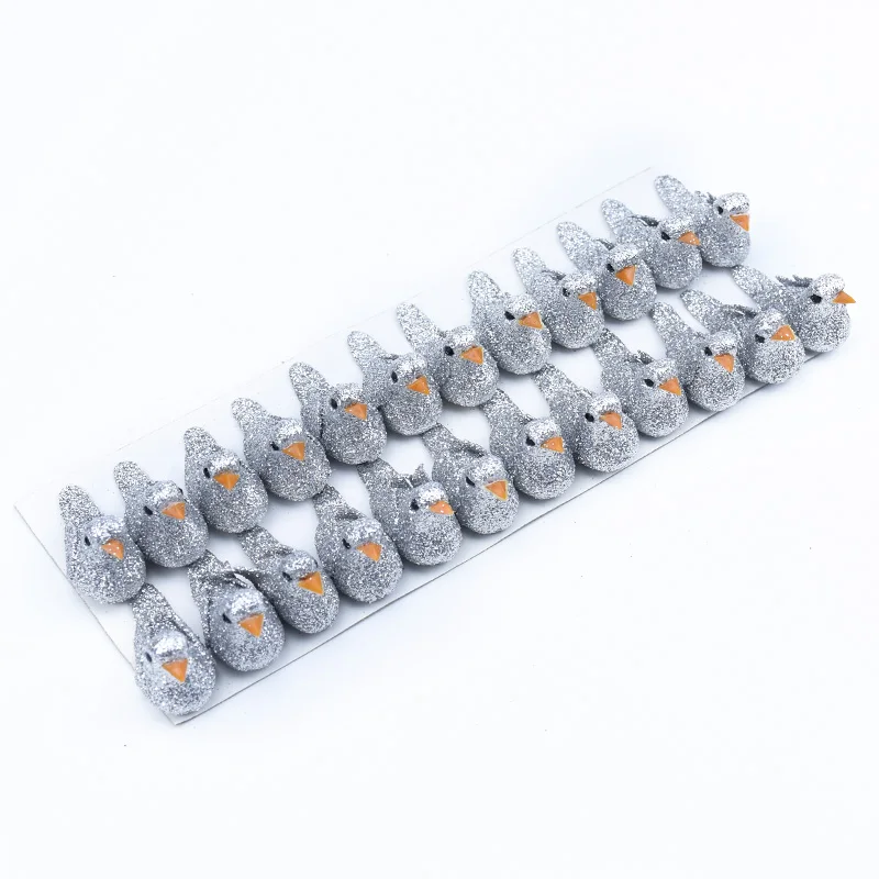 24pcs Artificial Plants Fake Foam Needlework Bird Fridge Sticker Christmas Wreath Decorations for Home Wedding Party Kids Toys 