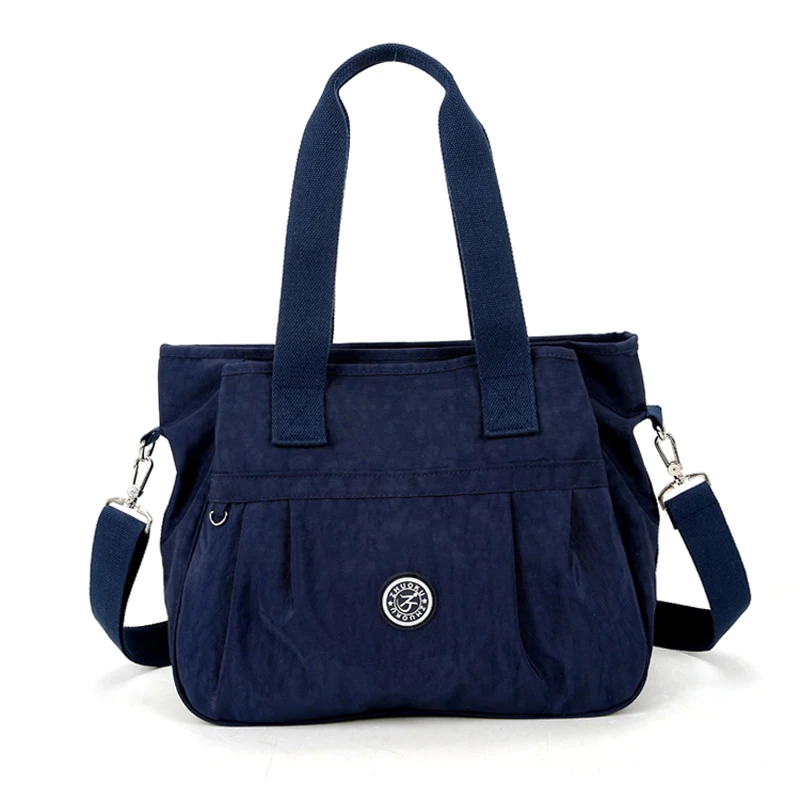 Женские сумки через плечо, повседневная большая сумка на плечо, нейлоновая сумка-тоут от известного бренда, сумки-мессенджеры для подгузников, водонепроницаемые сумки - Цвет: Тёмно-синий