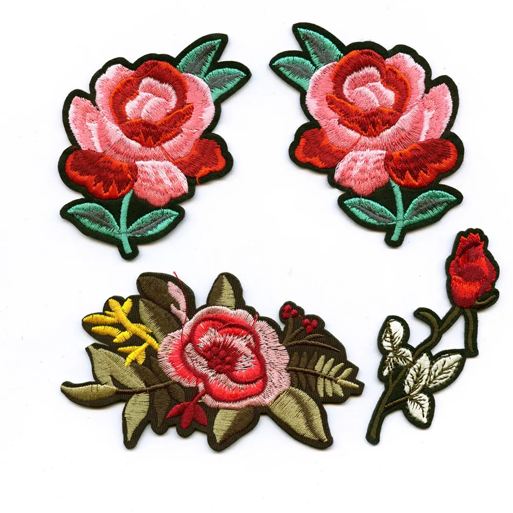 

DOUBLEHEE Riches Auspicious Flowers Pink Embroidered Iron On Patches For Clothing New Design Beauty Patch Sticker Badges diy