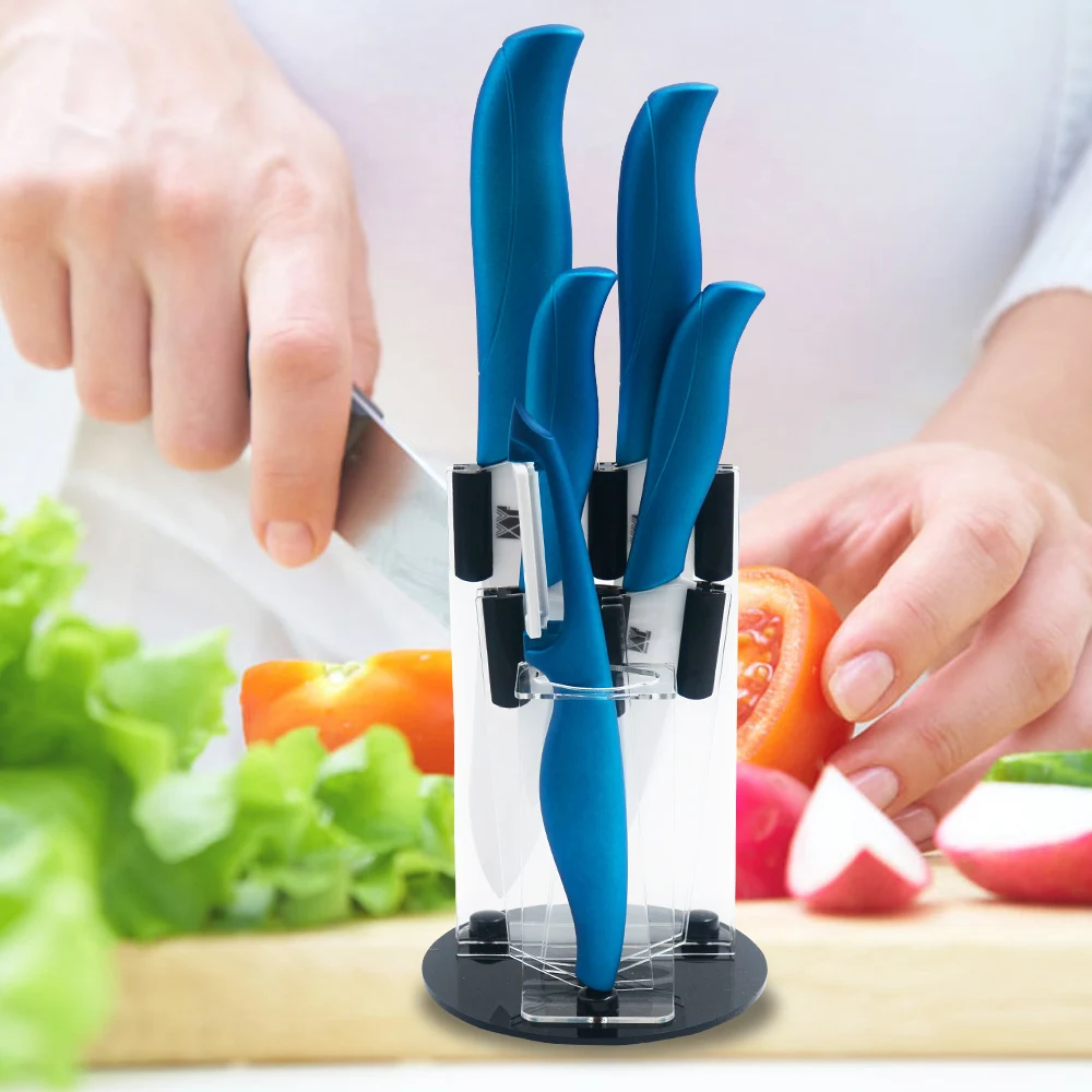 Ceramic knife 3 paring 4 utility 5 slicing 6 chef knife with one white blue peeler