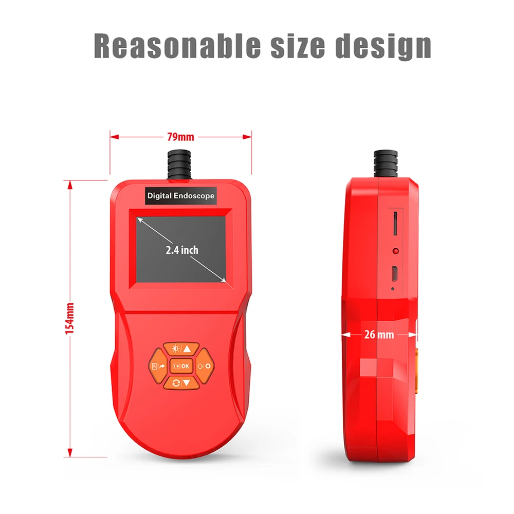 

2.4 inch Industrial Endoscope Camera 1080P Inspection Camera for Auto Repair Tool Hard Tube Handheld Car Endoscope 1pc