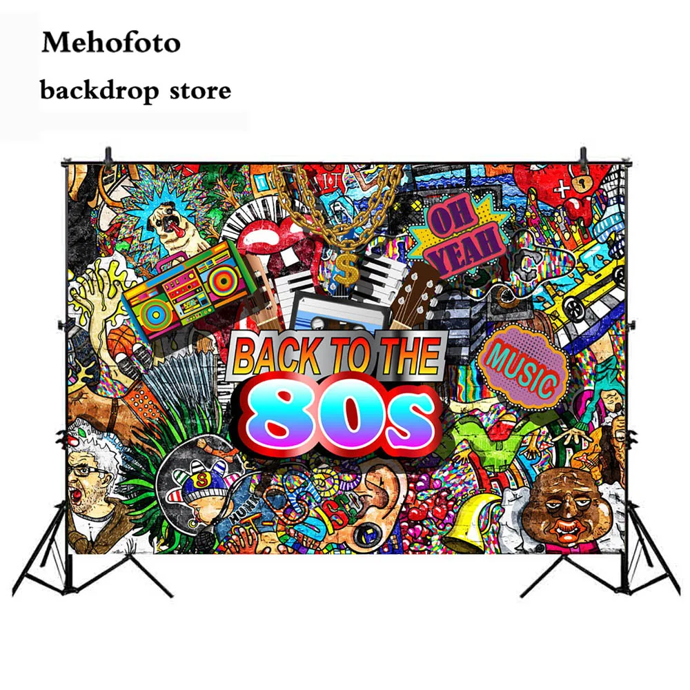 

Mehofoto 90's Vintage Background Graffiti Photo Backdrop 80s Back to time for Photographers Booth Studio 10X10 Customize 388