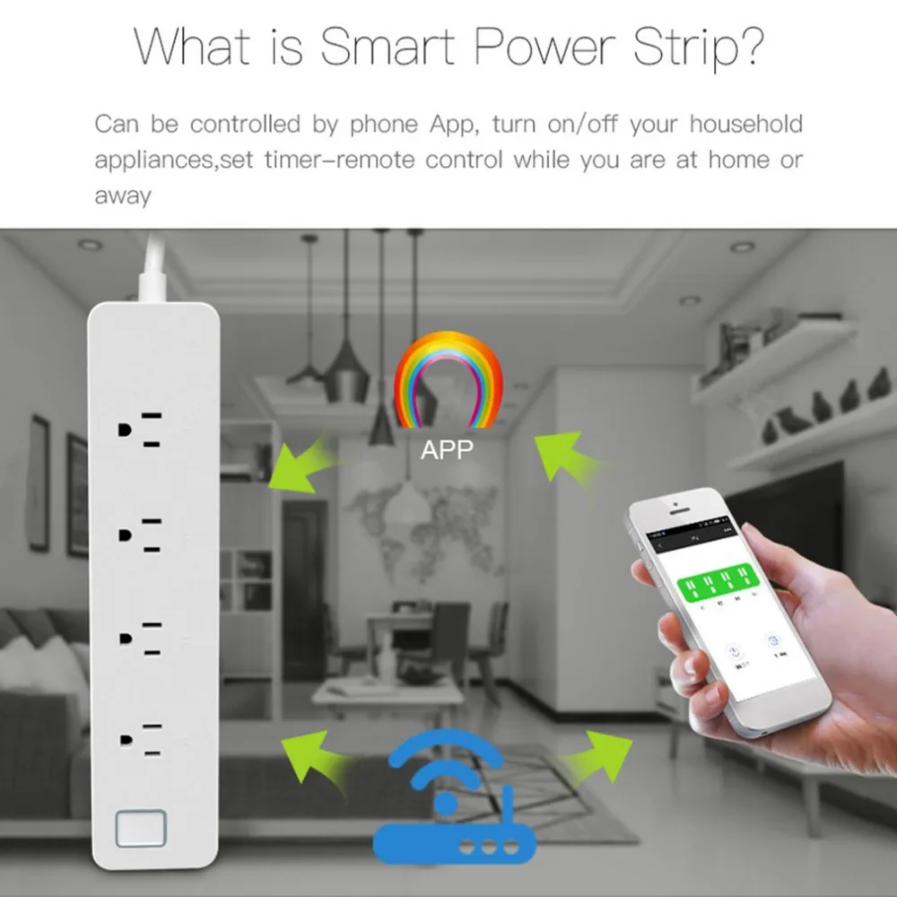

New Wireless Remote Control Power Strip 4 Ports Individual Power Socket WiFi Timing Set Separately US Plug Smart Home Power Plug