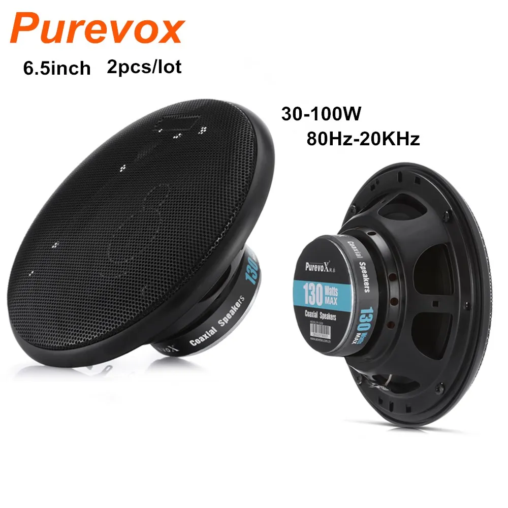 

2PCS Purevox Auto Car Speakers 6.5 Inch 30-100W Coaxial Speaker 80Hz-20KHz HiFi Car Audio Loudspeaker 2-Way