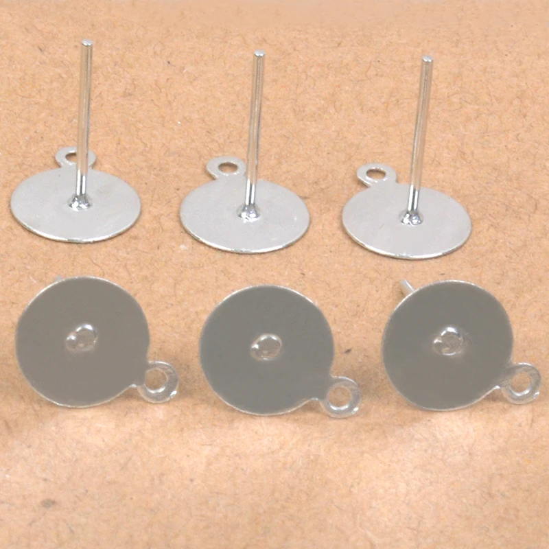

100pcs/lot Stainless Steel Blank Post Earring Studs Pins Silver/Gold Color Flat Round Tray Base 6-8mm Ear Jewelry Findings