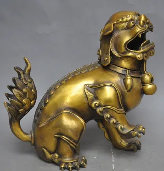 

marked old chinese palace bronze foo dog lion beast statue incense burner Censer