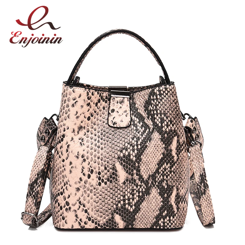 

Classic Snakeskin Fashion Bucket Design Pu Women Casual Totes Bag Crossbody Messenger Bag Ladies Bolsa Handbag Shoulder Bag
