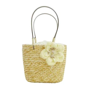 

AUAU Summer Bohemian Straw Woven Women's Handbags Women's Flower Shoulder Bag Ladies Beach Bag Totes