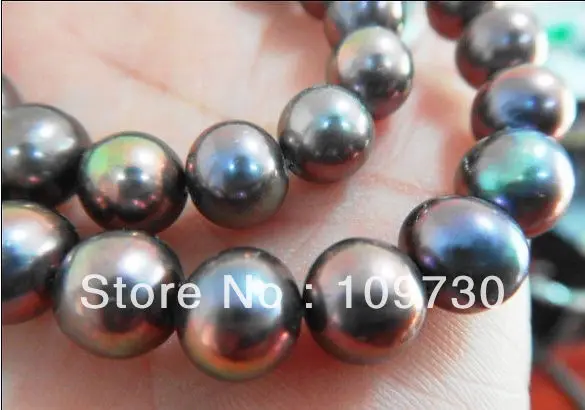 

Jewelry 001544 18"8-9MM NATURAL TAHITIAN GENUINE BLACK CHOCOLATE PERFECT AAA PEARL NECKLACE 14KGP