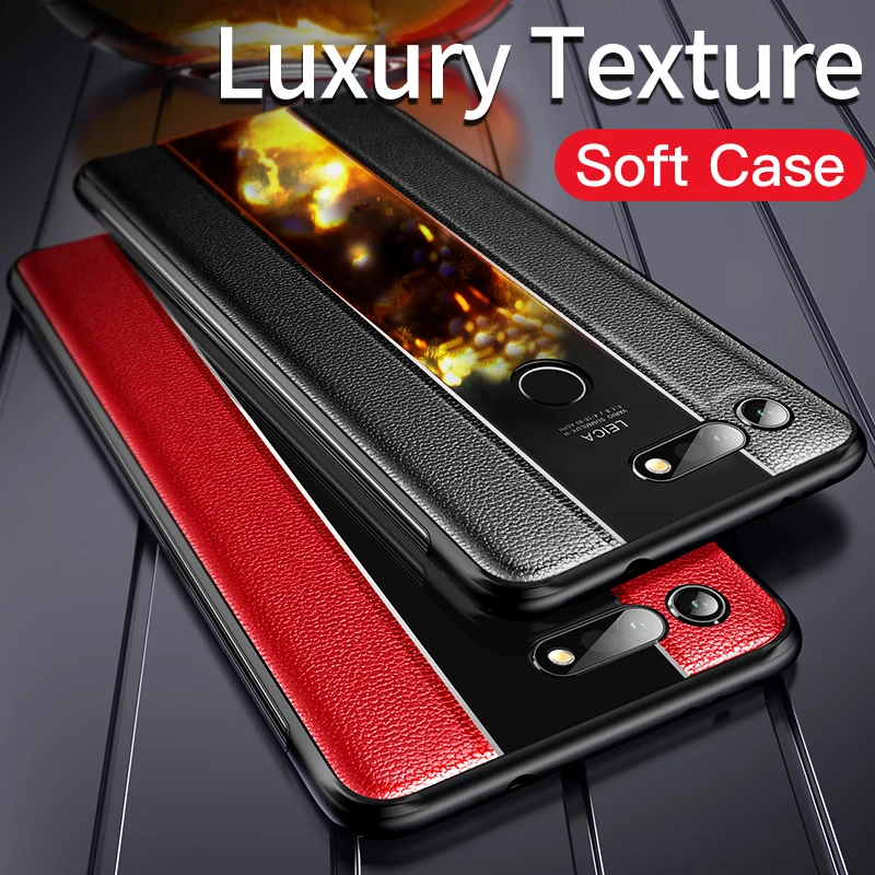 

Msvii Case For Huawei Honor View 20 V20 Silicone Leather Texture Soft TPU Back Cover For Honor 10 Case Bumper
