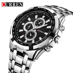 Лучший бренд класса люкс Для мужчин военные наручные часы CURREN 8023 Для мужчин часы Полный Сталь Для мужчин спортивные часы Водонепроницаемый