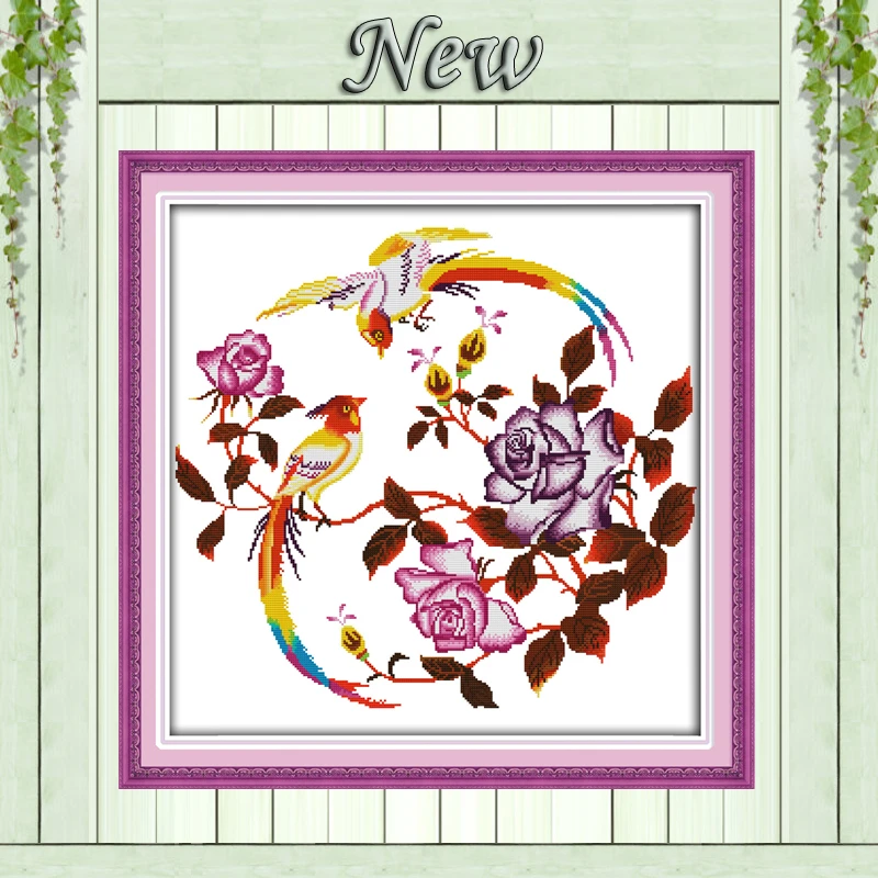 Картины с изображением птиц и цветов домашний декор напечатанный на холсте DMC 11CT