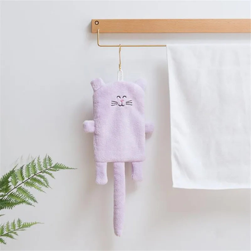 Purple 1 шт. милые кошачьи полотенца для рук мягкая ткань для взрослых банные полотенца для рук кружевная кайма хорошо впитывающий Toallas Mano подарок - Цвет: Purple