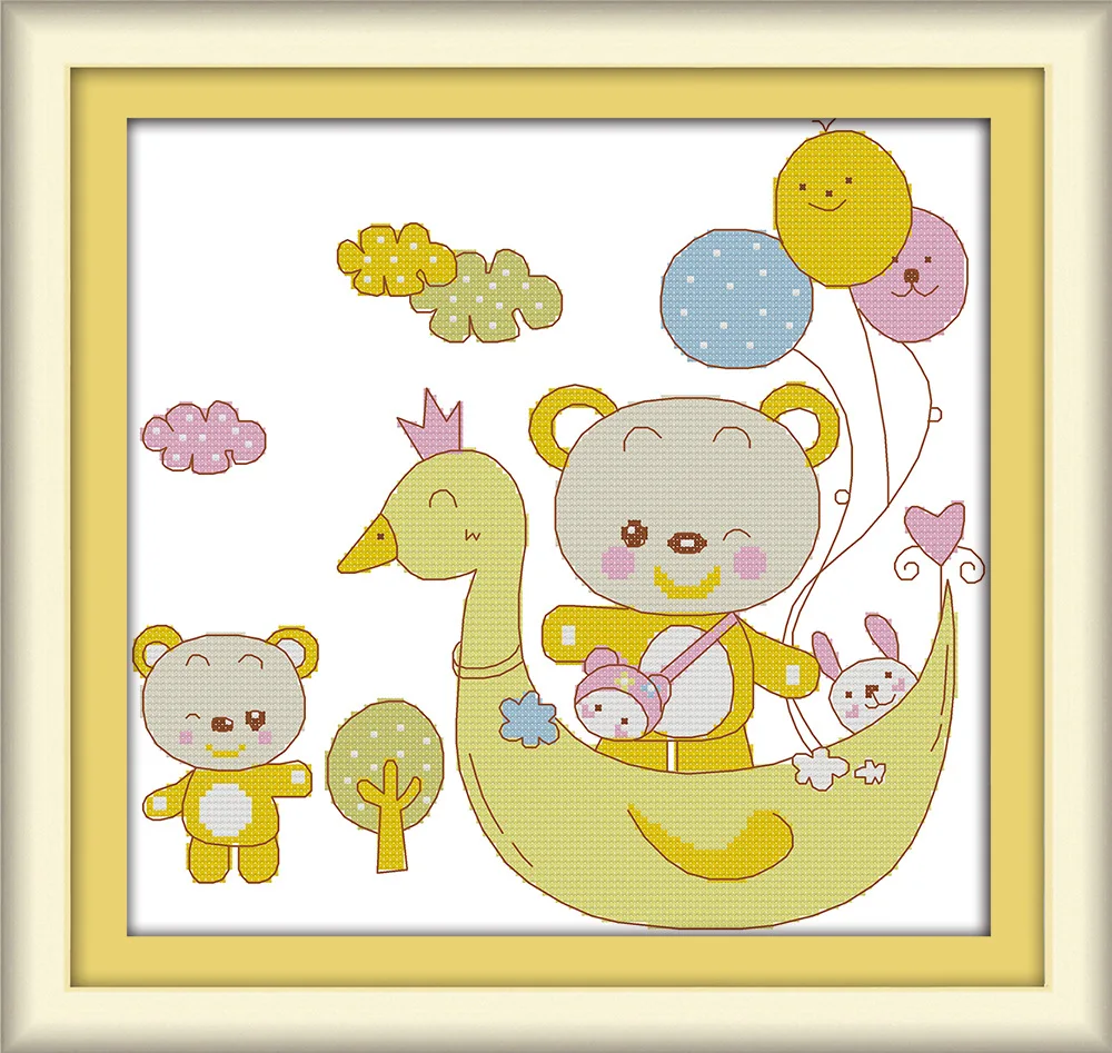 

Little Happy bears Canvas DMC Counted Cross Stitch Kits printed Cross-stitch set Embroidery Needlework