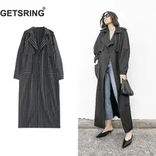 Abrigo de invierno para mujer GETSRING, abrigo Vintage a rayas, cárdigan de talla grande, chaleco suelto y ajustado, abrigo trench para mujer